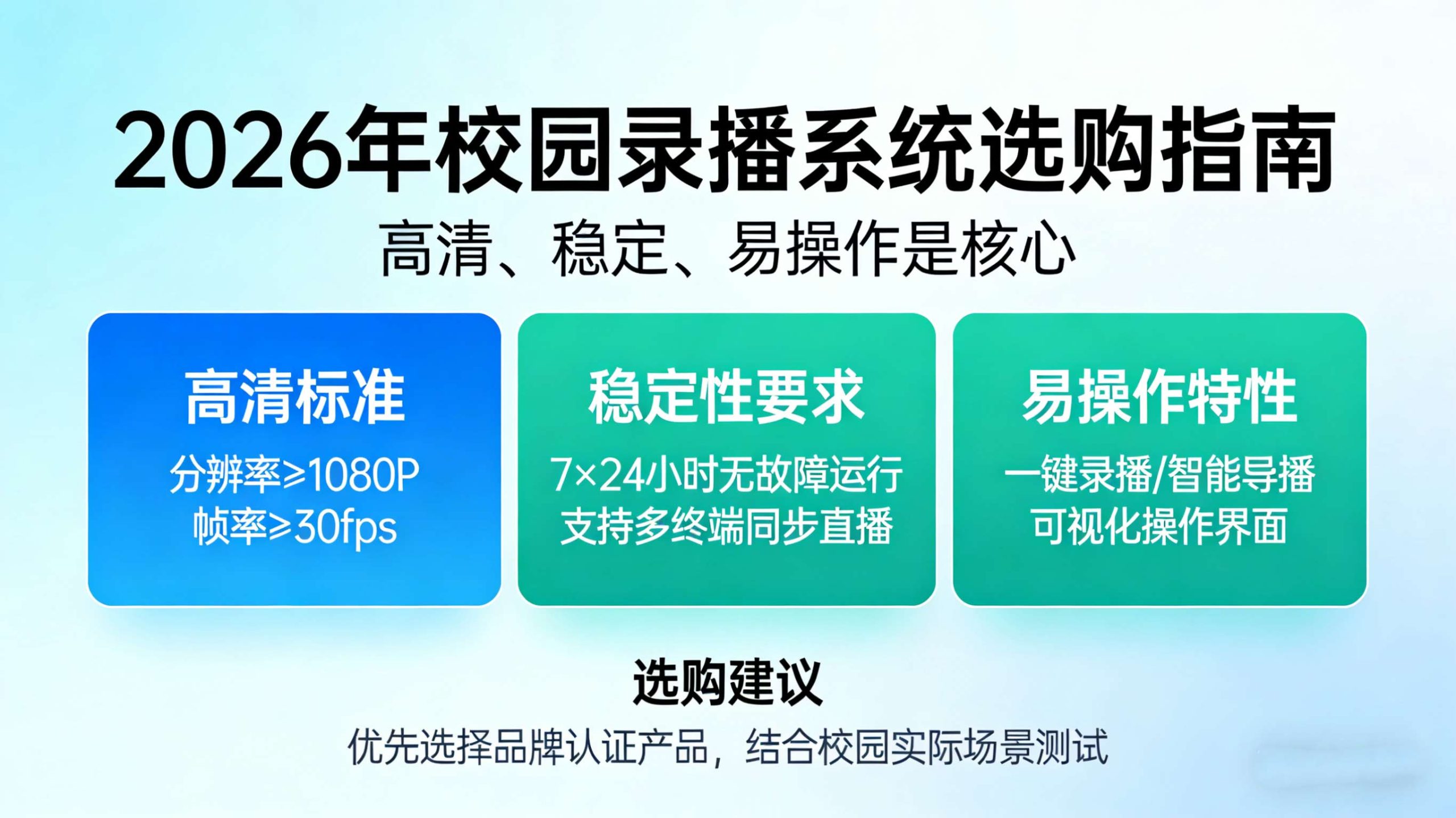 2026年校园录播系统选购指南：高清、稳定、易操作是核心